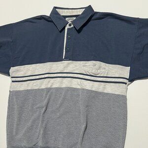 Vintage Greenline International Polo Shirt Blue Gray Color Block Men's size XL